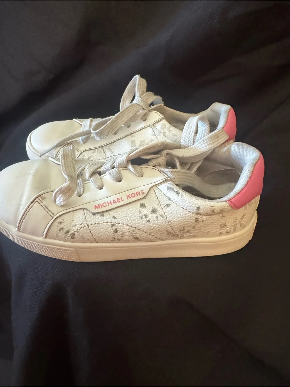 Michael Kors Kids White and Pink Logo Casual Sneakers